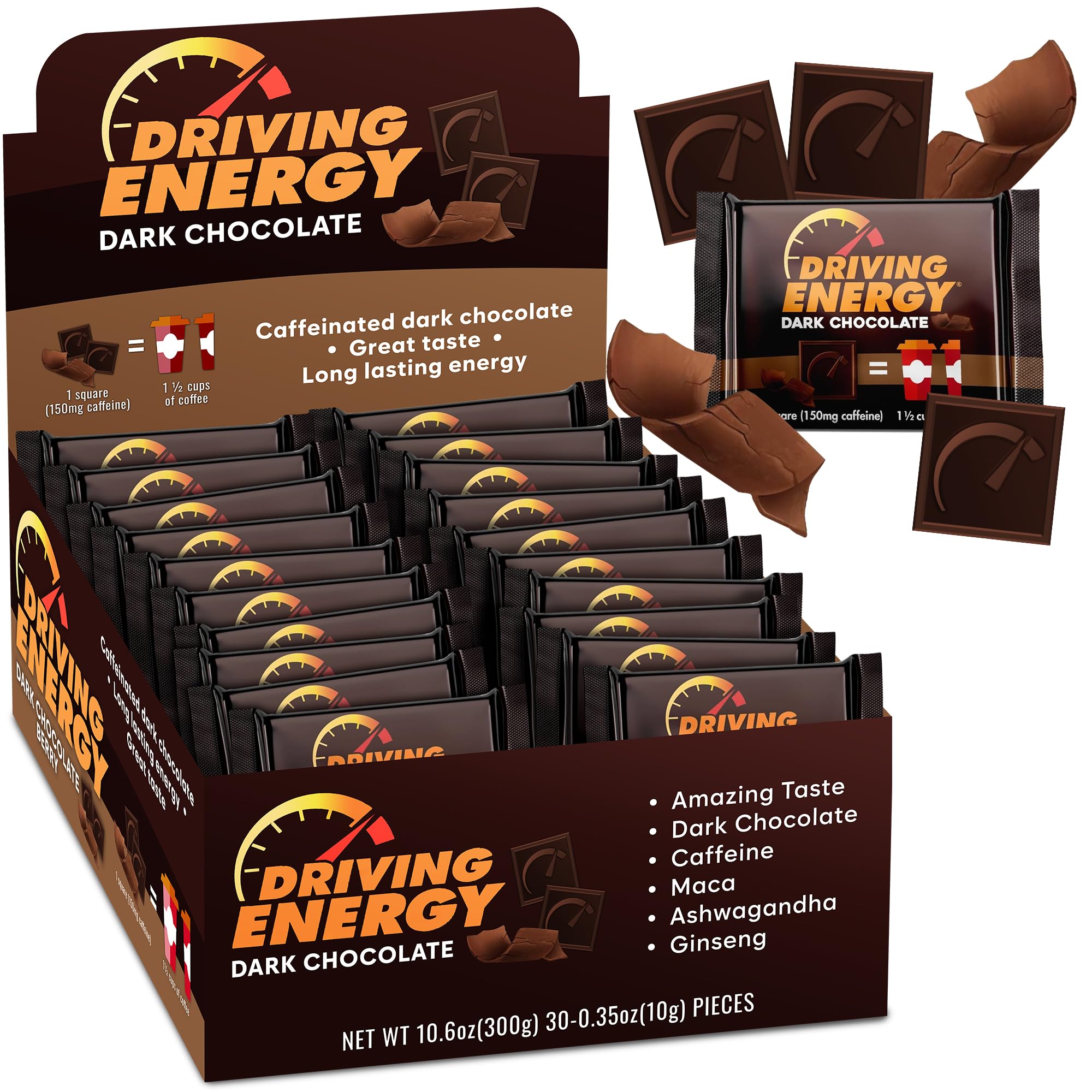 Amazon.com : Driving Energy - Caffeinated Energy Bite Size - Dark